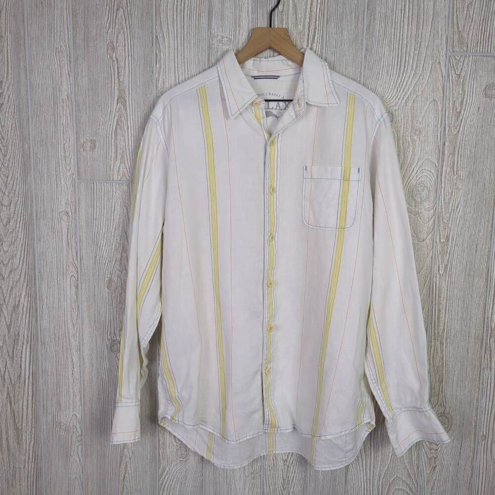 Tommy Bahama Relax Linen Shirt Long Sleeve Casual Button Down Size Medium Relaxe - Picture 2 of 9